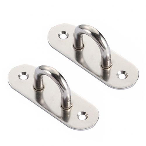 2Pcs Stainless Steel U-shape Pad Eye Plate Wall Mount Hammock Fixed Hook Base Multi-Function Hammock Hammock Hook Metal Base: L