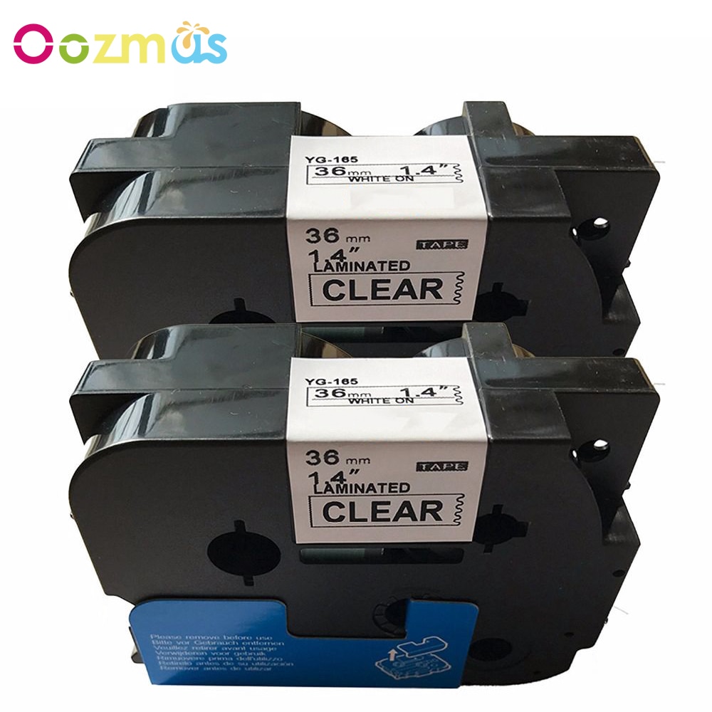 Oozmas 2 stuks 36mm TZe165 Brother Tapes wit op clear compatibel voor Brother P Touch TZe TZ165 gelamineerd Label printer Tape