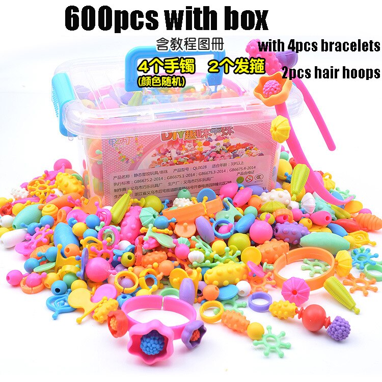 Pop Beads Snap Bead Colourful Jewelry DIY Jewelry Kit set Educational girls toys Making Necklace Bracelet and Ring: 600pcs with box
