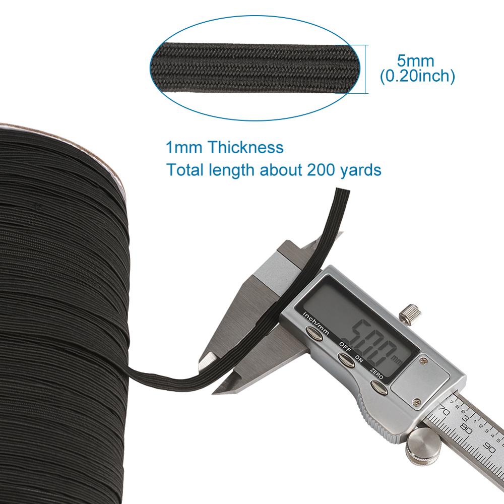 Flat Elastic Cord White Black Rubber Bands 4 5 6 8 10mm Elastic DIY Masks Accessories Sewing Material Handmad Masks Ear Tie Rope: 5mm Black