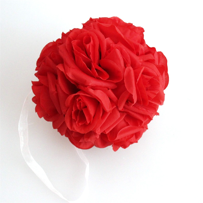 15x21cm Handmade Artificial Rose Flowers Kissing Hanging Ball DIY Bouquet Home Wedding Party Decor DSS899: Red