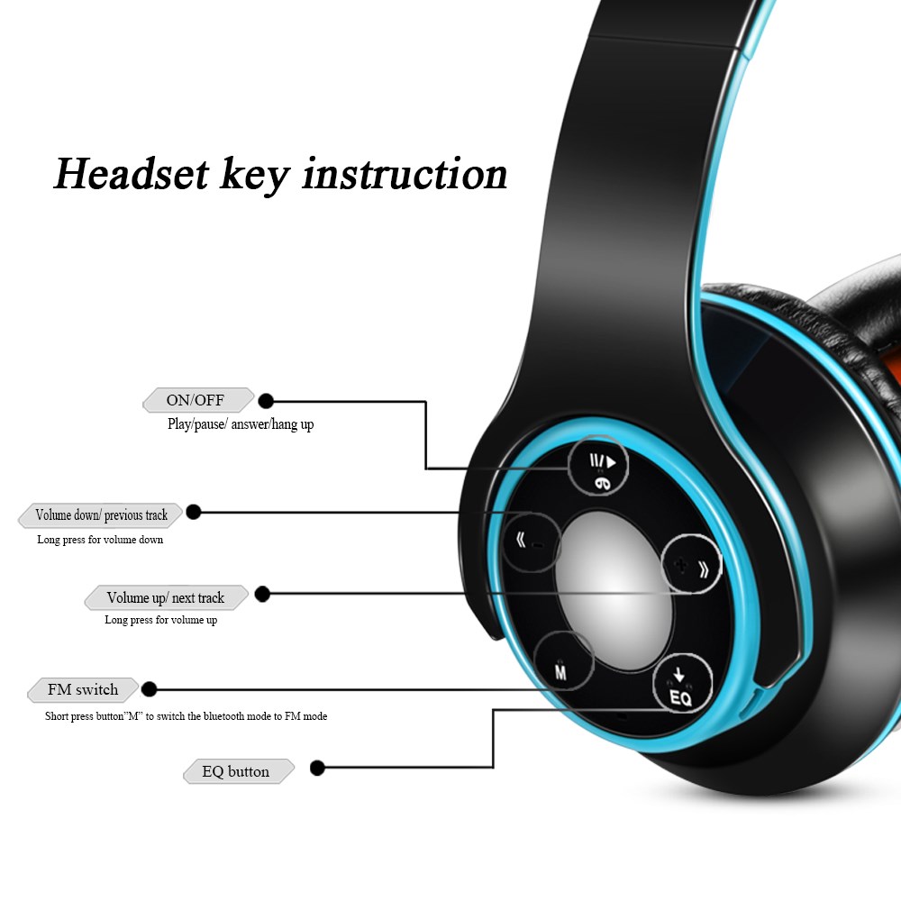 Auriculares inalámbricos con bluetooth 5,0, reproductor de mp3, tarjeta sd, micrófono para música