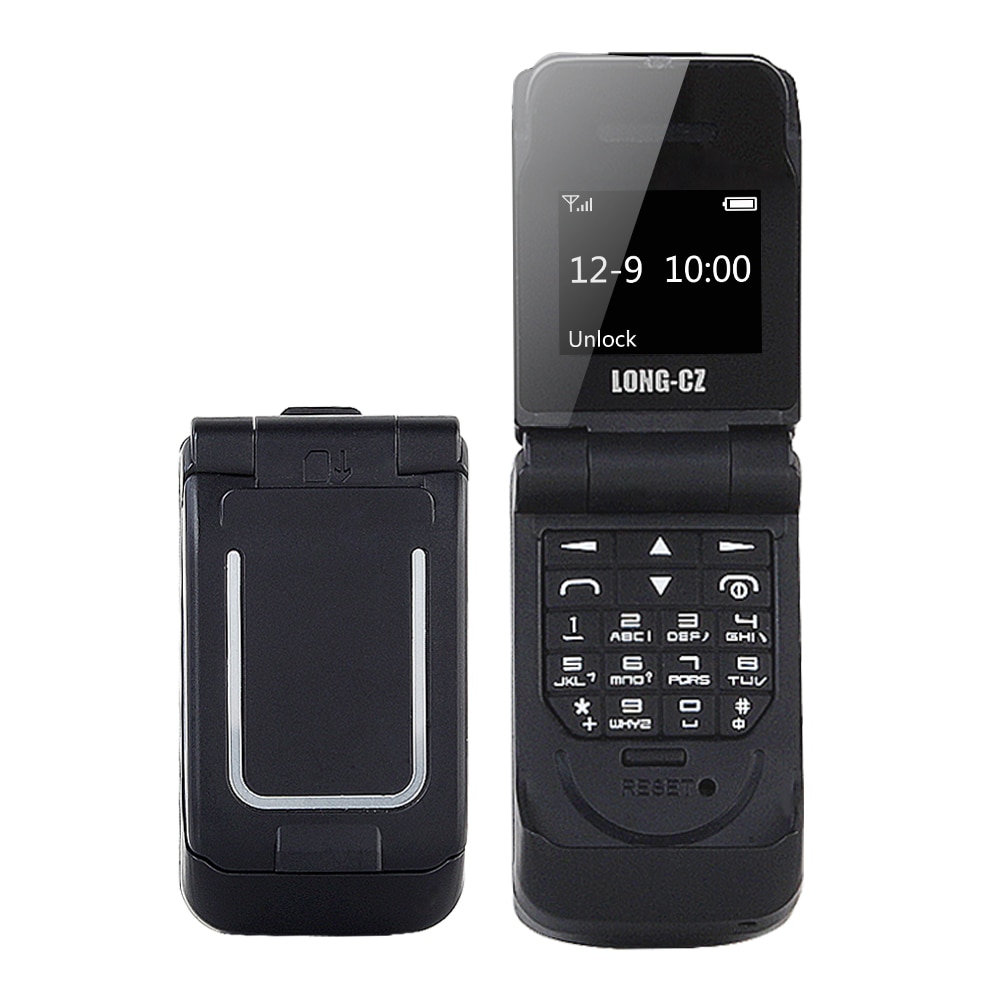 Long-cz  j9 0.66 "mindste mobiltelefon mini flip mobiltelefon trådløs bluetooth dialer fm magisk stemme håndfri øretelefon til børn