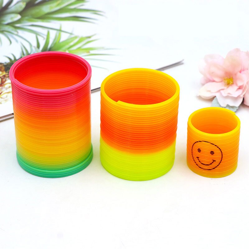 1pcs Rainbow Circle Funny Toys Early Development Educational Folding Plastic Spring Coil Children's Magical Toys