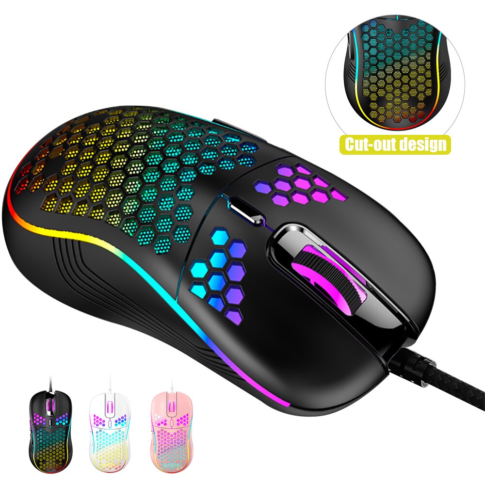 Rgb Usb Bedrade Gaming Muis Honingraat Shell 7200 Dpi Muis Ergonomische Lichtgewicht Muizen Met Weave Kabel Voor Computer Laptop Pc