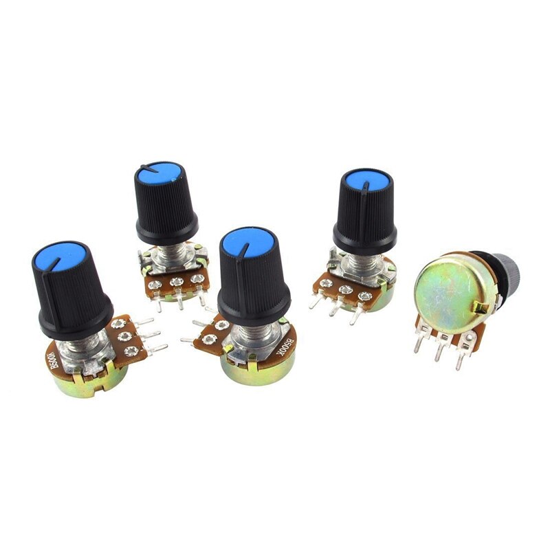 1Pcs 600V 10A Emergency Stop Switch Push Button & 5Pcs B500K 500K Ohm 3 Terminals Rotary o B Type Potentiometer