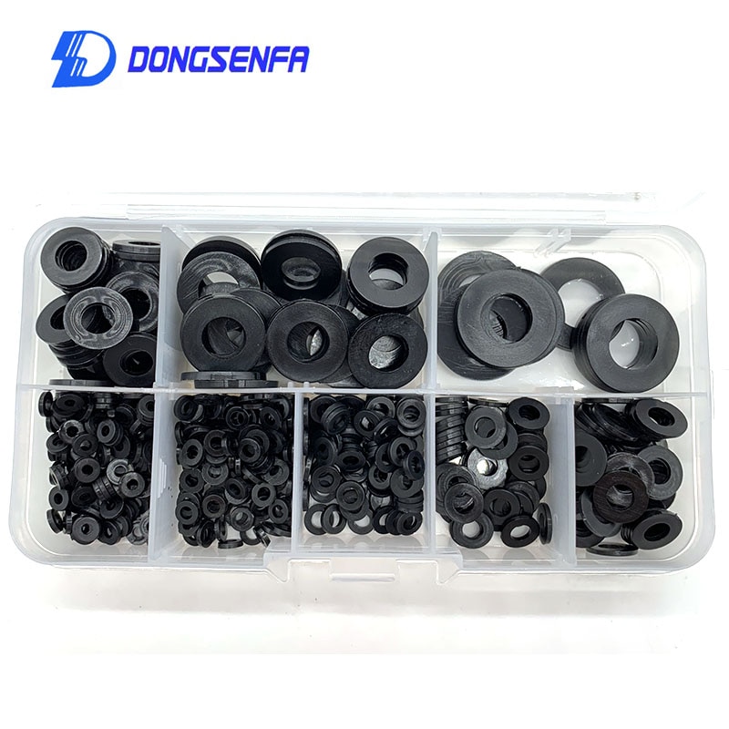 Rondelles plates en plastique Nylon | Blanc/noir M2/M2.5/M3/M4/M5/M6/M8/M10 joints d'espacement d'isolation Kit de 600 pièces