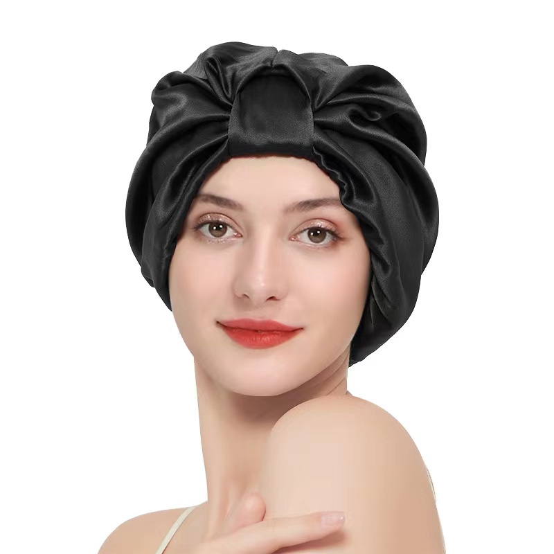 100% puro seda amoreira elástica noite boné amoreira seda envoltório de cabelo dormir gorro para mulher 19 momme sleeping cap único/duplo