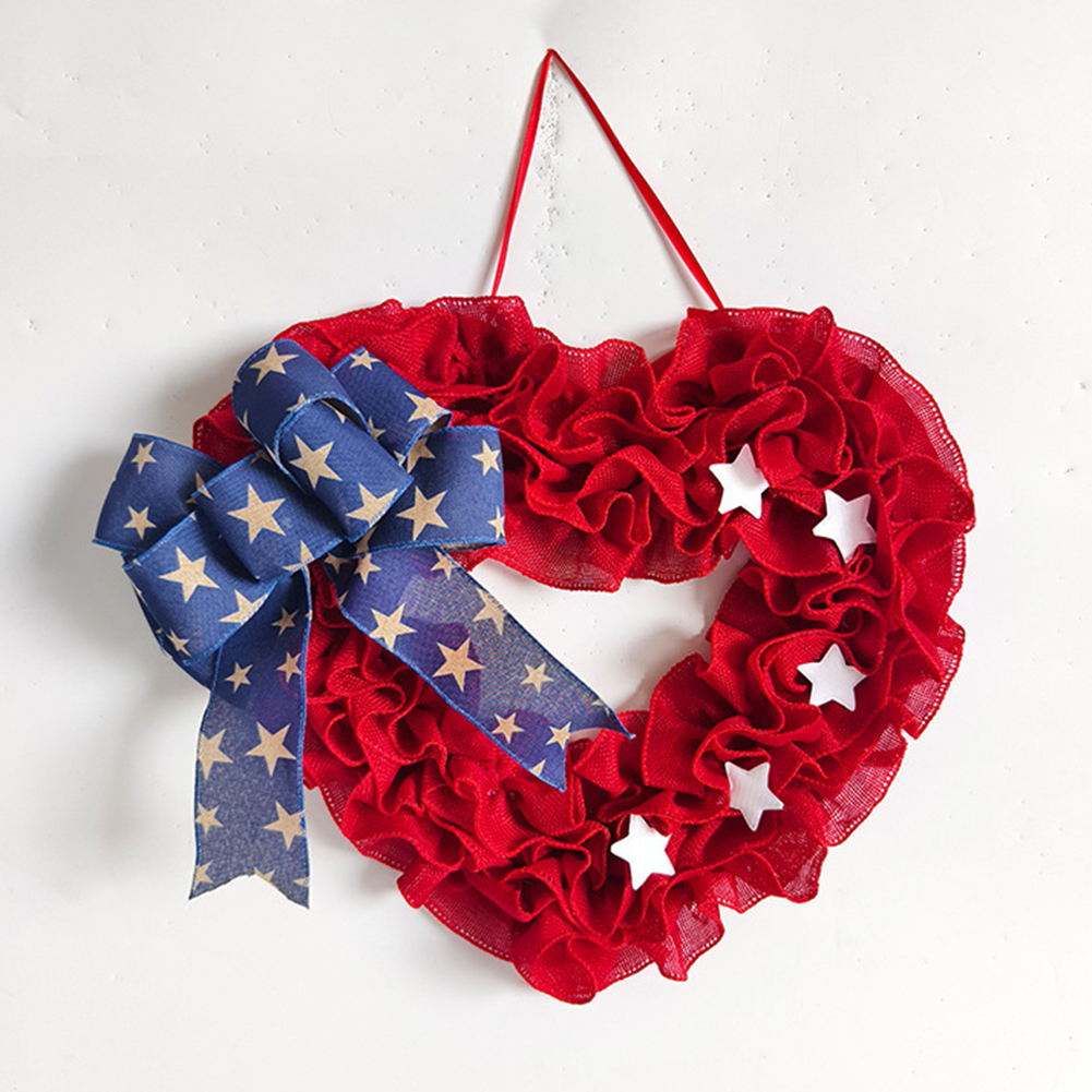 Hartvormige vierde juli krans decor stof strik roo... – LovingPrices, image size:1001x1001