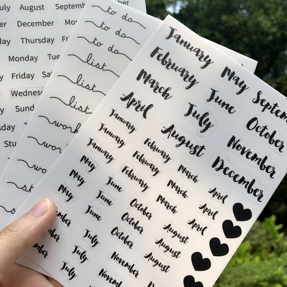 WOKO 8pcs Black Basic Calendar Week Plan Date Numb Grandado WOKO 8pcs Black Basic Calendar Week Plan Date Numb Grandado