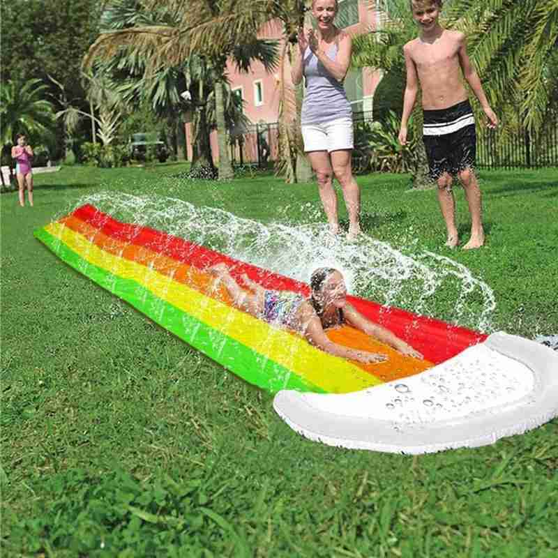 Park Aufblasbare Wasser sprühen Spielzeug Doppel Rutsche Ich bin Freien Rasen Strand Aufblasbare Schiebe Bett Doppel Surfer Interessant freundlicher Spielzeug