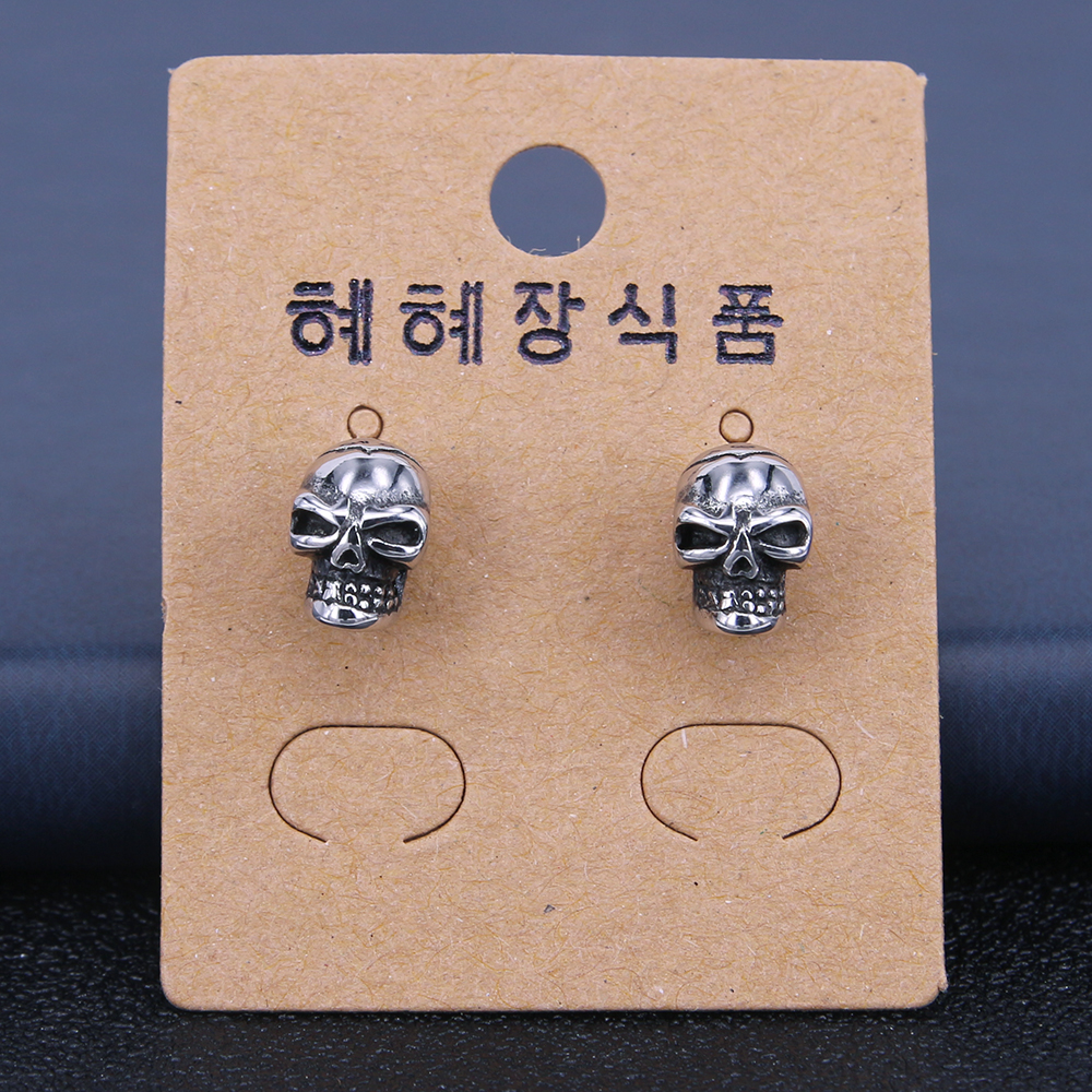 ZS 1 Pair Punk Skull Studs Earrings for Men Hip Pop 316L Stainless Steel Earring Stud Boys&#39; Rock Roll K Pop Ear Piercing Jewelry