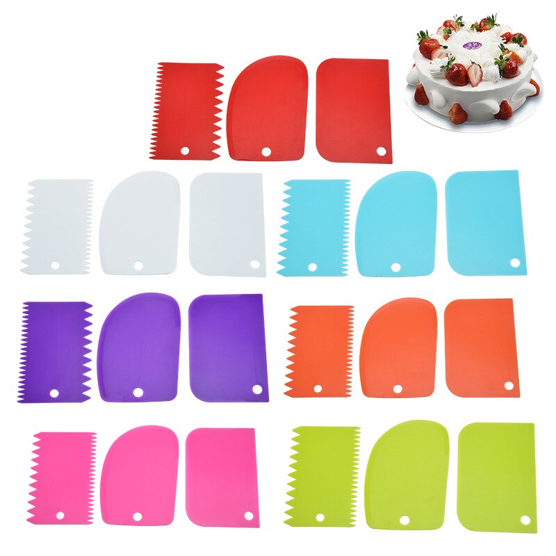 3 Stks/set Diy Cake Spatel Fondant Taart Decoreren Gereedschappen Voor Cake Soepeler Schraper Pp Cutter Bakvormen Spatel Set Keuken Gereedschap