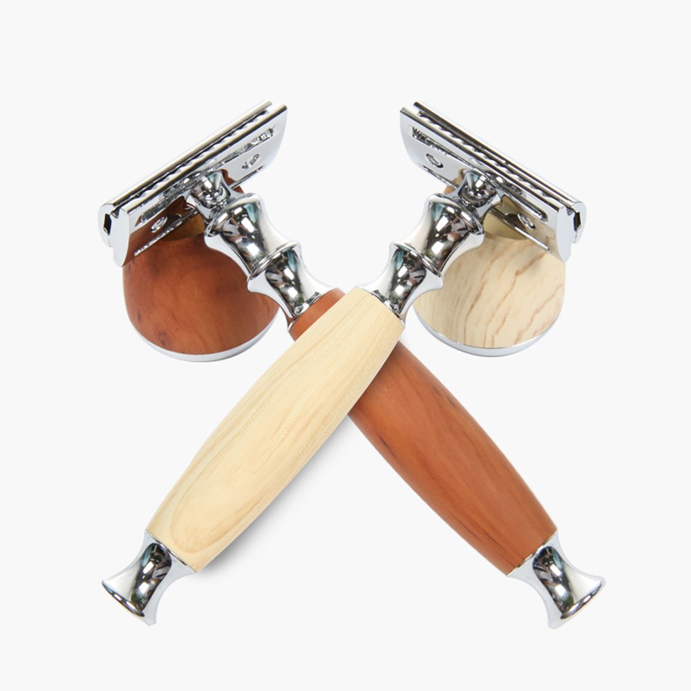 Razor Shaving Kit Double Edge Safety Razor with Stand Aluminum Alloy Handle Manual Beard / Mustache Removal Tool Kit