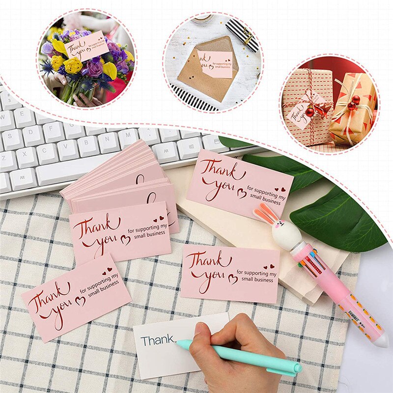 38mm Pink Bronzing Thank You for Purchasing A Card for Commercial Use Wedding Party Decor Sticker Invitation Envelope Label Card