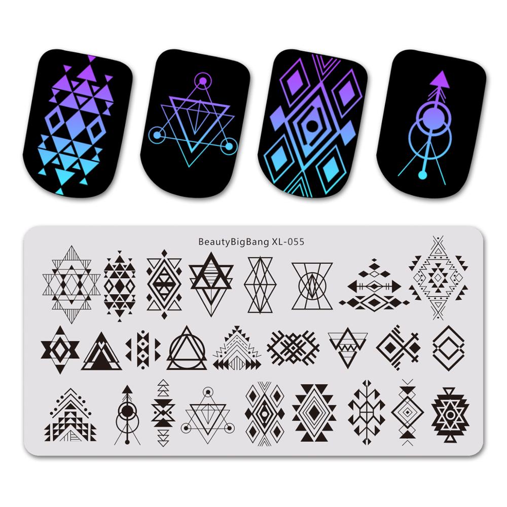 Beautybigbang Rechthoek Sterrenhemel Nail Art Stamping Template Star & Moon Manicure Nail Art Image Plate XL-054