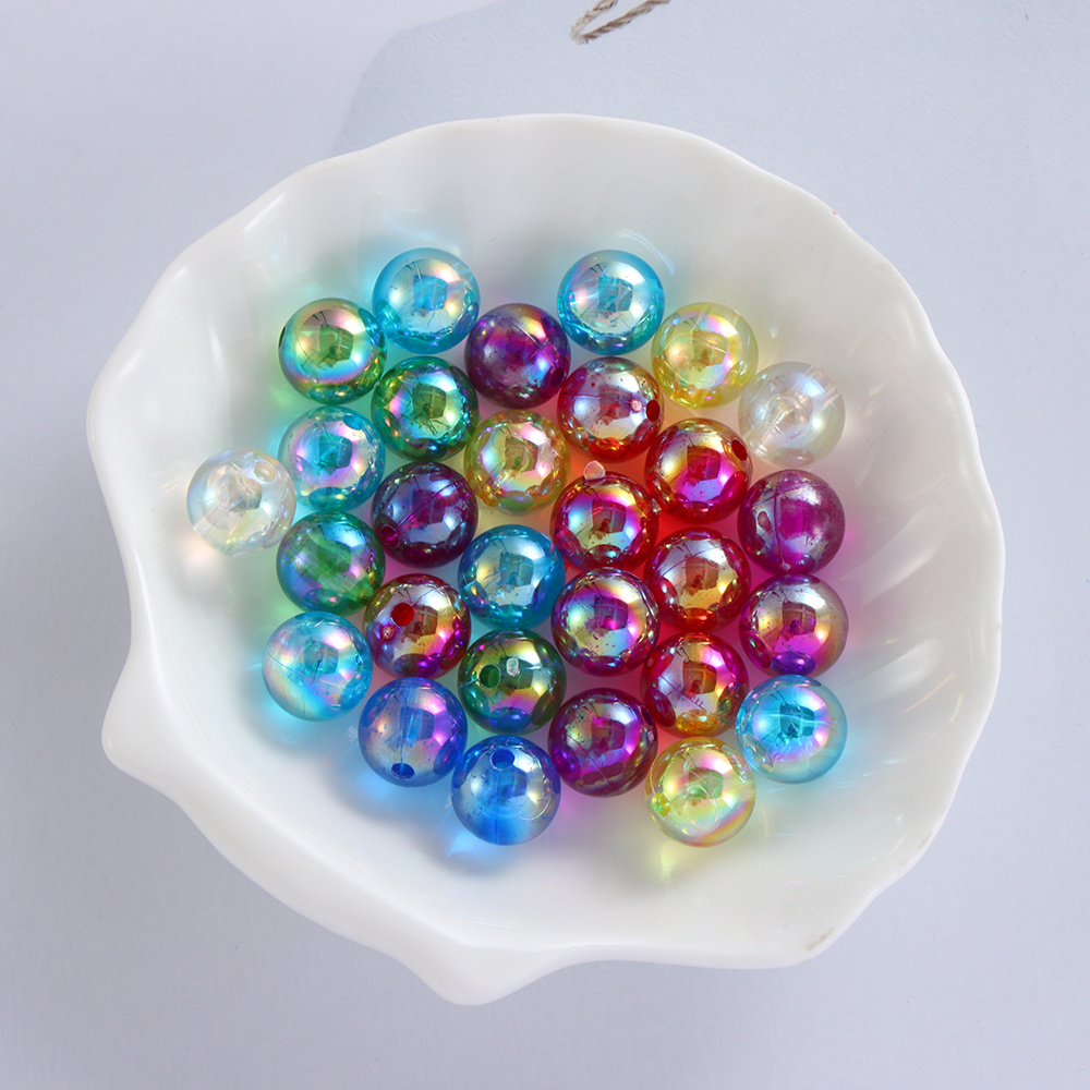 50pcs 8mm Colorful DIY Beads Round Acrylic Handmade Beads with Hole for Craft Making DIY Bracelet Necklace