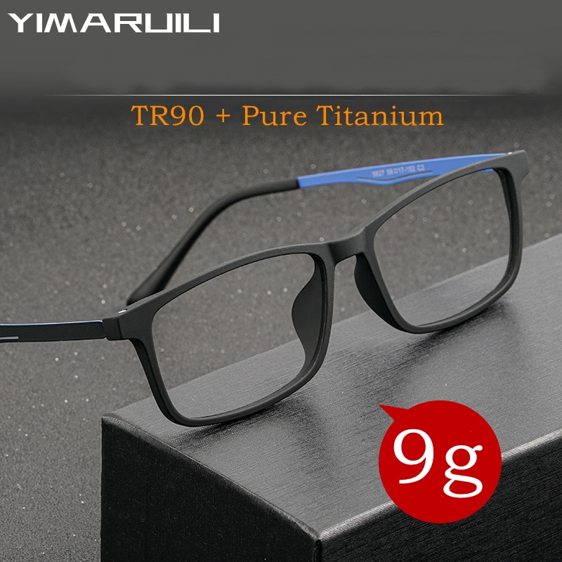 Ren titanium brillestel nærsynethed briller herre ultralette og komfortable fuld stel stort stel optisk brille stel 9827