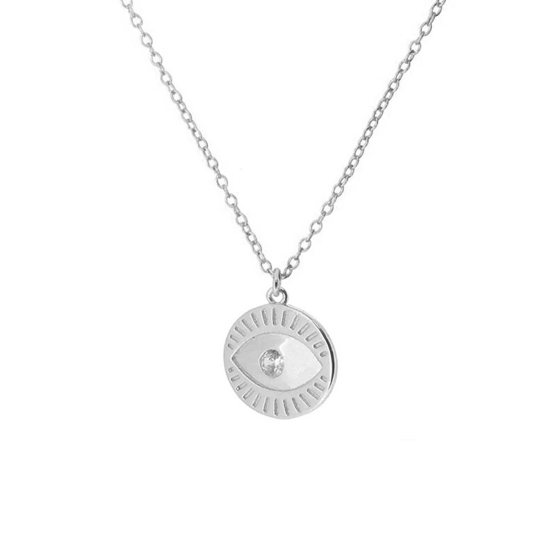 Mary fine jewelry 925 zilveren sterling ketting met zirkonia ooghanger, ketting voor dames, dames, collier, collier, vrouwelijk: Zilver