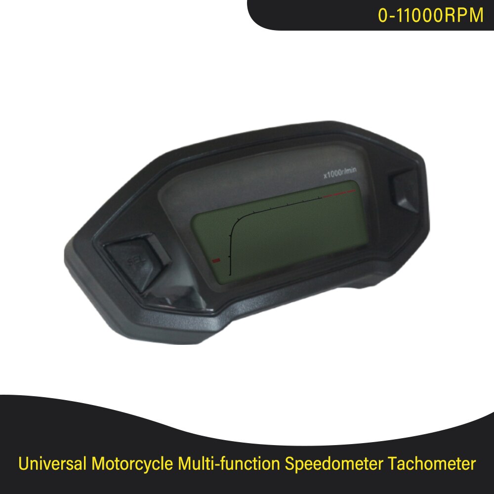 Tacómetro LCD para motocicleta, velocímetro, odómetro, 5 velocidades, 7 retroiluminación, 11000 RPM, 199 KMH MPH, Universal