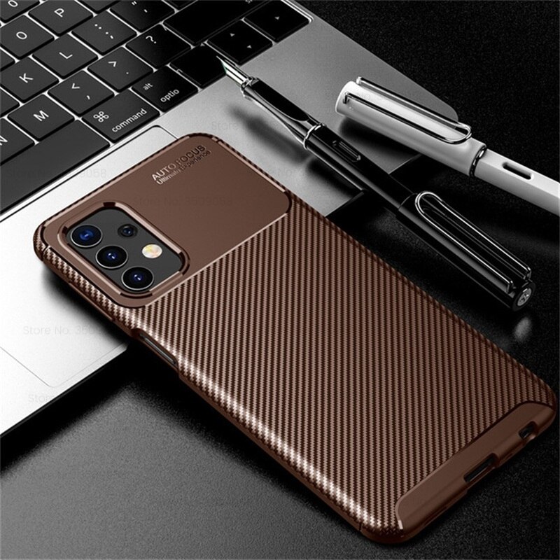 UN 52 En Fiber De Carbone Téléphone Couvre pour Samsung Galaxy A52 5G SM-A526B/DS 6.5 ''Mince En Silicone Souple Antichoc Protéger Coque: M40S / brown