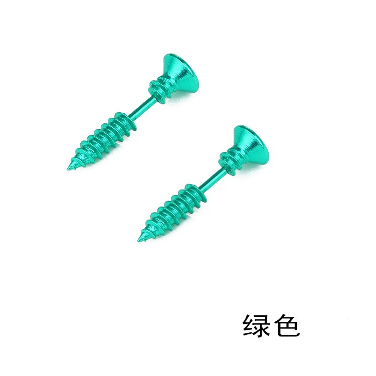 1Pc/2Pc Punk Stijl Roestvrij Staal 10 Kleuren Stud Oorbellen Mannen Vrouwen Oor Sieraden Rock Gothic Unisex piercing Oorbel: Green / Single