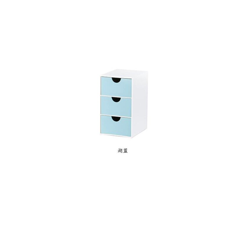 Kawaii – boîte de rangement de maquillage, organisateur de bureau, 3 étagères, conteneur à tiroirs, support d'armoire, envoyer des autocollants de décoration intérieure, fournitures de bureau, 2022: blue