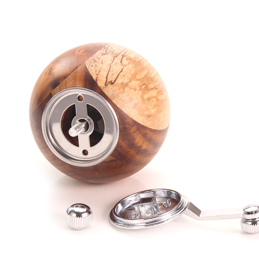 Molinillo de sal y pimienta de madera, molino Manual de sal y pimienta, esférico, agitador con Rotor de cerámica ajustable, herramienta de cocina