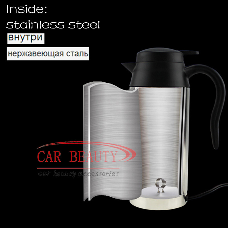 12V 750ML Car Based Stainless Steel Heating Cup Heated Car Kettle Travel Trip Camping Coffee Tea Heated Water Motor Mug Cup