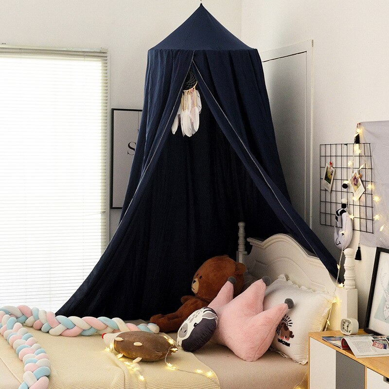 Baby Canopy Klamboe Kinderen Kamer Decoratie Crib Verrekening Baby Tent Viscose Baby Klamboe Fotografie Props: Navy Blue