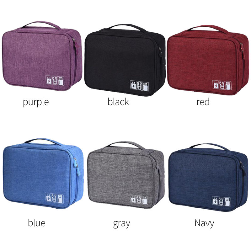 Wobag Polyester Mens Travel Electronic Accessories Travel Bag Organizer For Date Line SD Card USB Cable Digital Device Bag