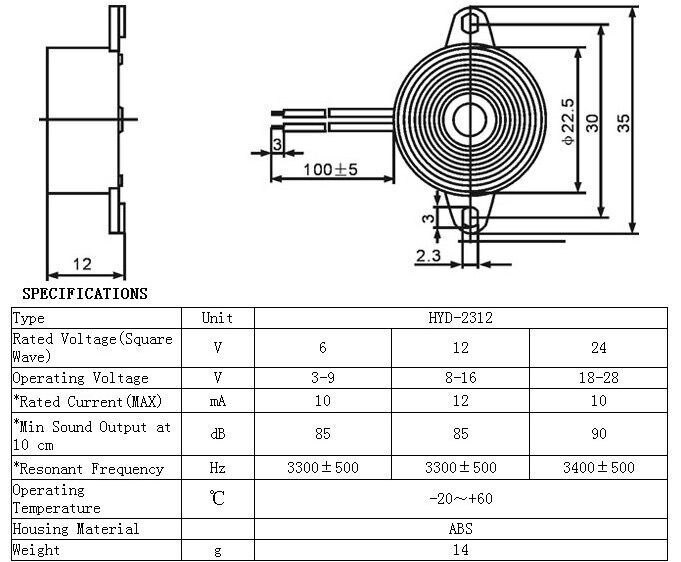 Holdbar 3-24v piezo elektronisk summer alarm 95db kontinuerlig lyd bipper til arduino bil varevogn