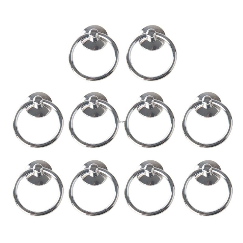10 Pack Cabinet Knob Cupboard Drawer Pull Handle Dresser Ring Pulls with Screws M2EF: Silver