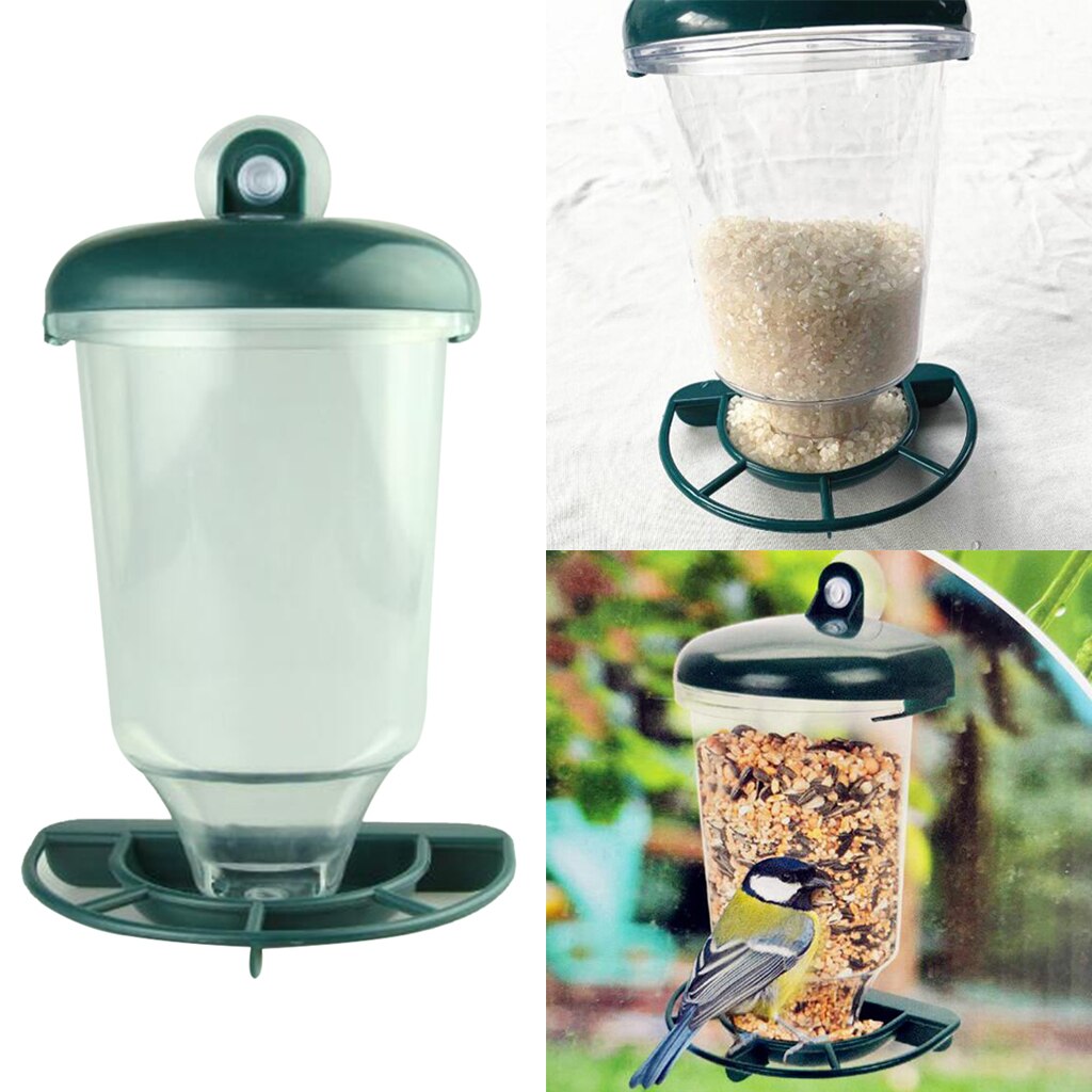 Window Bird Feeder Outdoor Mirror Suction Hanging Transparent Wild Bird Feeder Automatic Bird Food Dispenser Perch