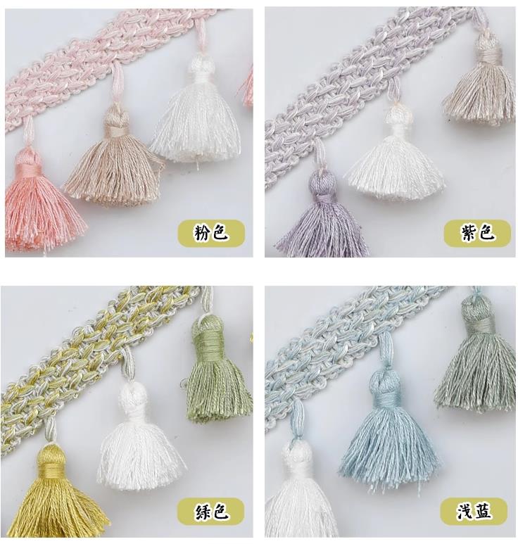 Spetsband - 3m Bomull Tassel Kant - Pompom Dekoration för Gardiner, Soffa, Duk, DIY Hantverk