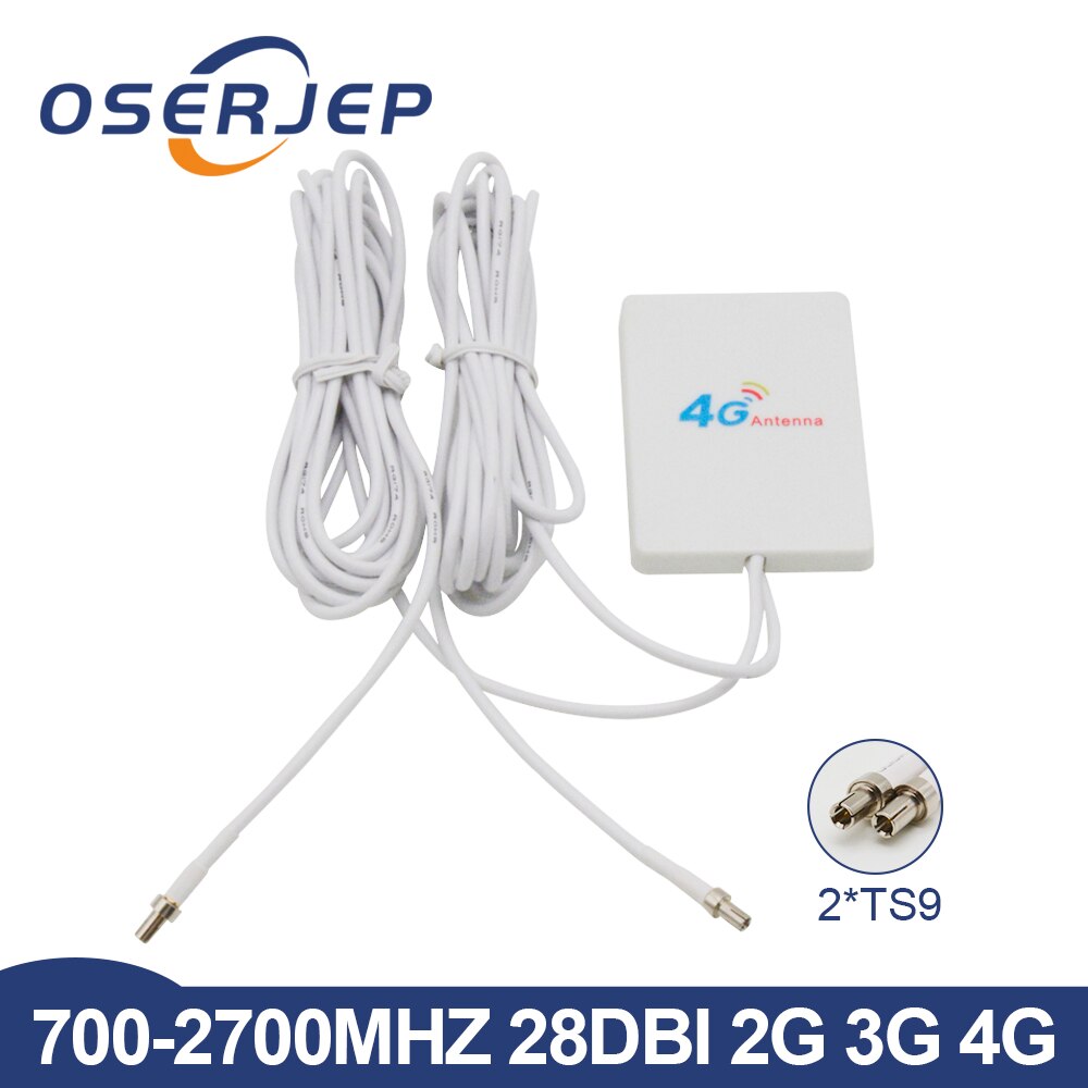 28dbi External Antenna LTE 4G Indoor Panel Antenna 700-2700MHz SMA/TS9/CRC9 Connetcor For 3G 4G LTE WIFi Router Modem 2M3M Cable