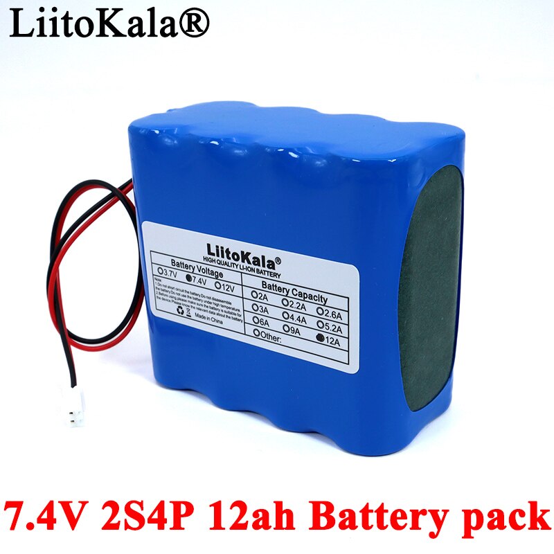 Liitokala 7.4V 18650 Lithium Battery Pack 2S 6ah 9ah Fishing LED Light Bluetooth Speaker 8.4V Emergency DIY batteries with PCB: 7.4V-12000mAh