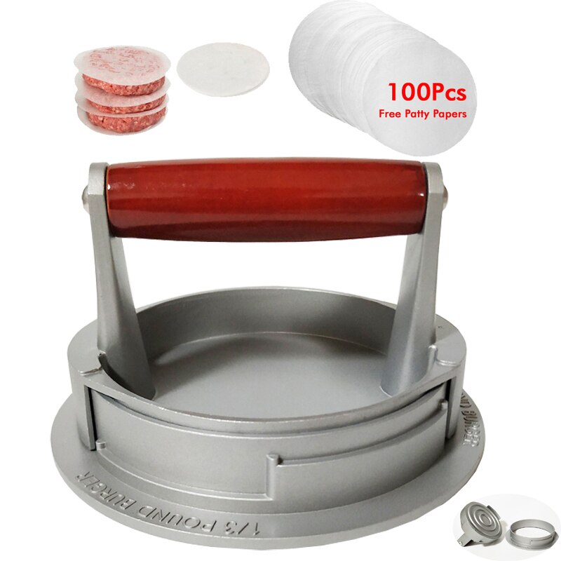 Hamburger Presse Runde bilden Aluminium Legierung 11,9 cm Hamburger Fleisch Rindfleisch Grill Burger Presse Patty Hersteller bilden Fleisch Werkzeuge: Drücken Sie BA  100Papier