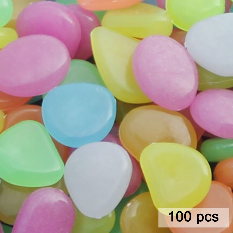 Piedra de guijarro que emite luz, 100 piezas, ornamento para paisajismo, piedra luminosa noctilucente, decoración para estanque de peces, acuario: mix color