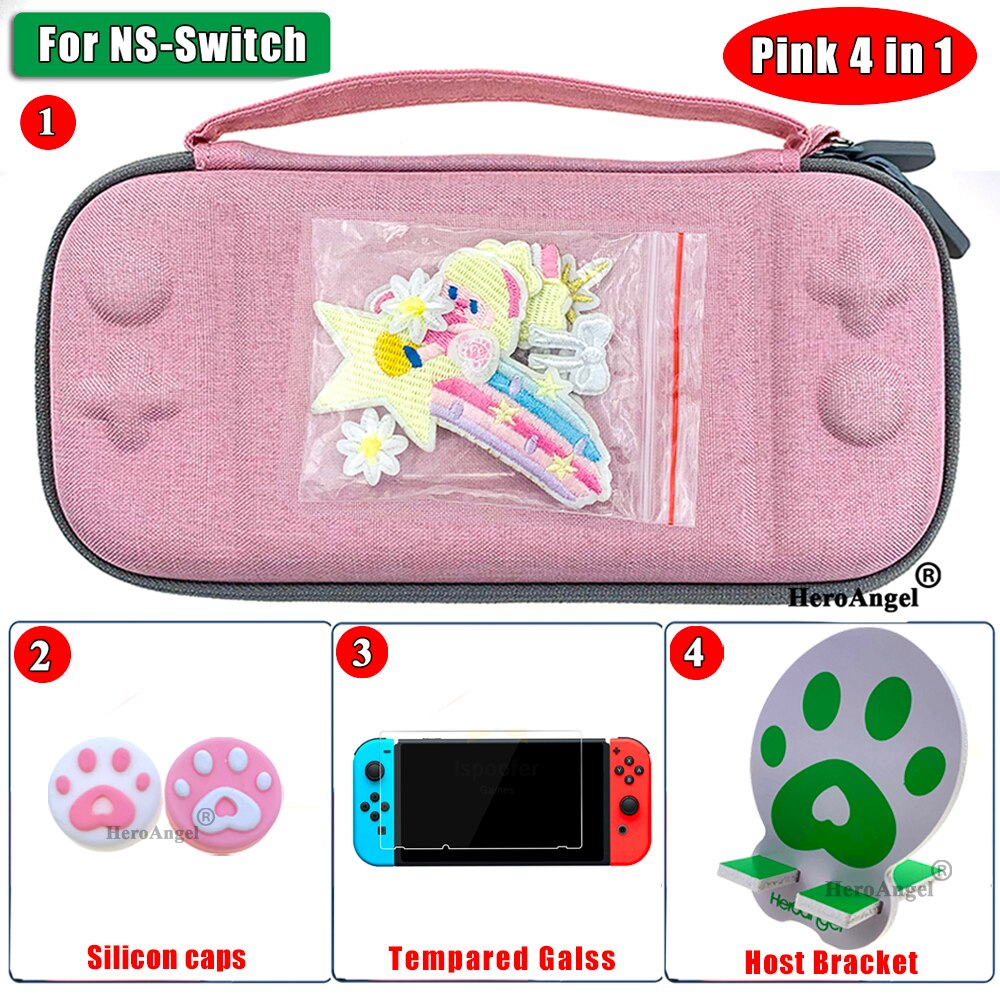 Hard Travel Protective Storage Bag For Nintend Switch For Nintendo Switch Console Case Game Accessories with Game Card Slots: Switch Cloth Pink