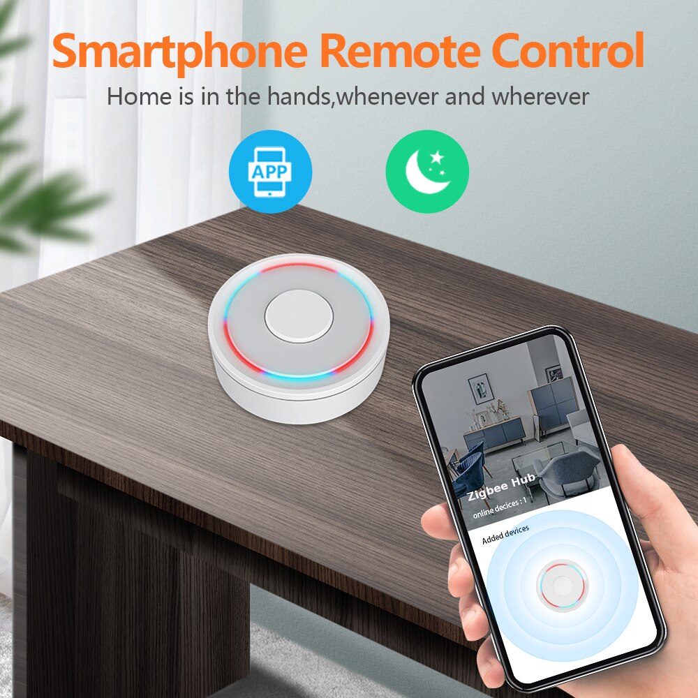 Hapythda Wired/Wireless Gateway Tuya ZigBee 3.0 Smart Hub Gateway Smart Home Bridge App Voice Remote Control Alexa Google Home