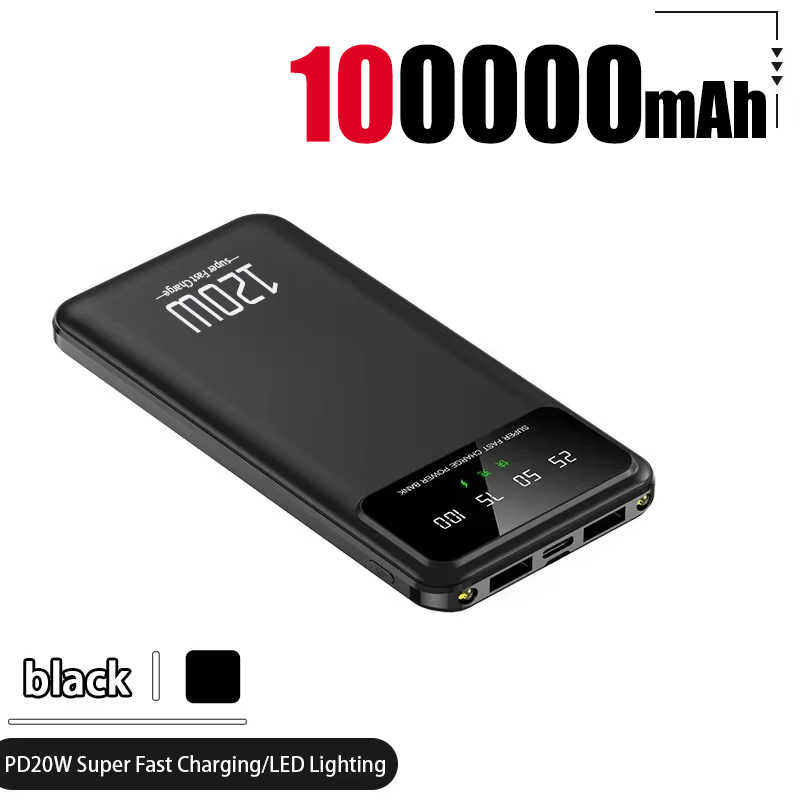 100000- mah-powerbank mit 120w schnellladefunktionen, hoher kapazität, externer akku für mobiltelefone, praktisch-zubehör: verrotten