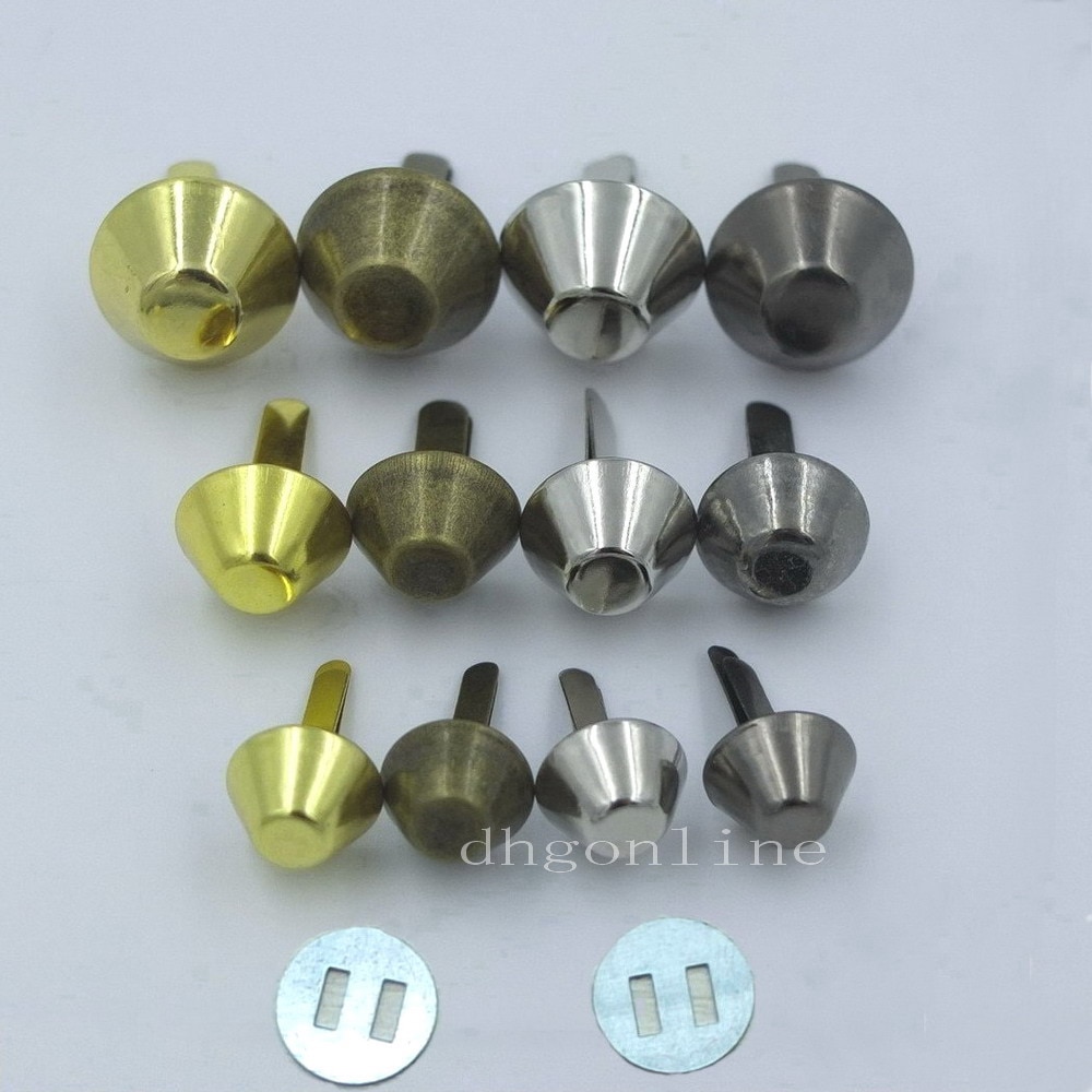 50 Pcs 3/8 "1/2" 5/8 "Platte Portemonnee Handtas Voeten + Wasmachine Nailheads Stud Spike 10 12 15mm