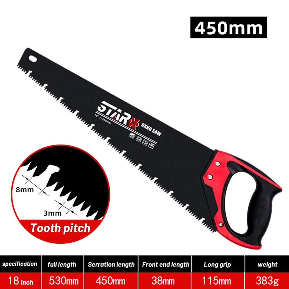 16" 18" 20" Steel Hand Saw Timber Saw Woodworking Cutting Tool Dry Wood Pruning Saw With Hard Teeth For Fine Cut UPVC & Wood