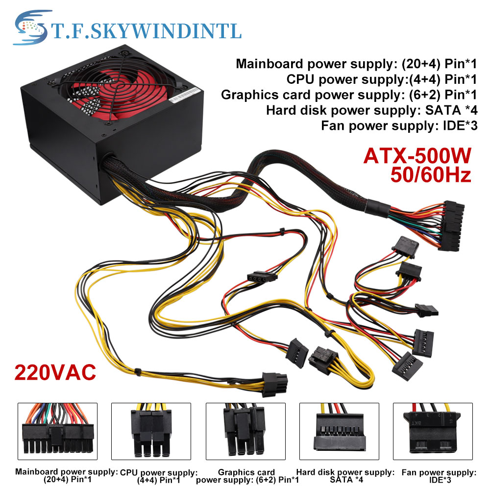 ATX Netzteil ATX Desktop-Computer NETZTEIL Gold Bergbau Chia Nennleistung 500W Competitive Spiel Gamer