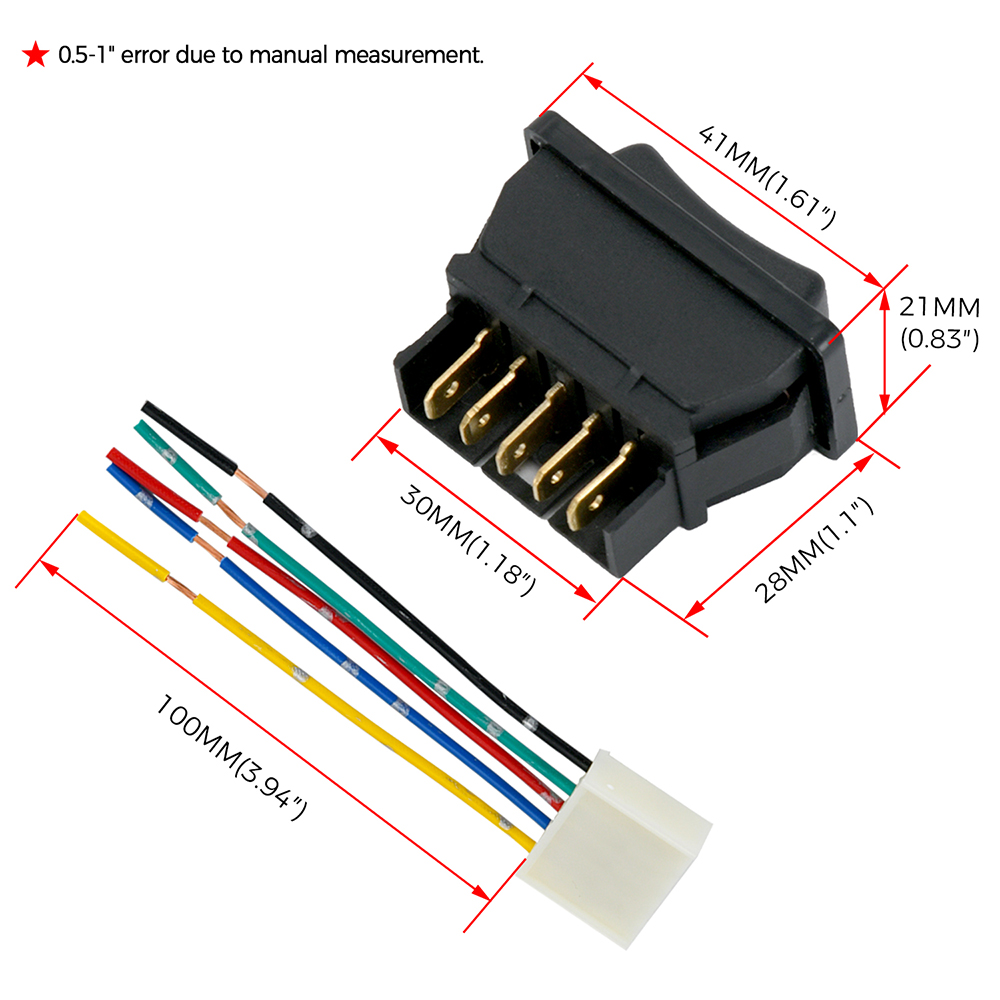 Universal- Auto Auto Fensterheber Schalter Hebe Schalter 5 Stift DC 12 V 20A Blau/verrotten Licht Farbe Und kabelbaum