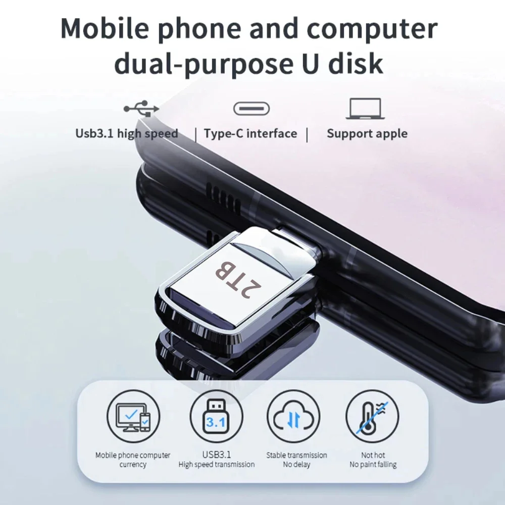 Xiaomi 2TB USB Flash Drive 3.2 Type C PenDrive Memory Stick 256GB 1TB 2TB Pen Drive Flash Disk voor PC Smartphone Opslag U Disk