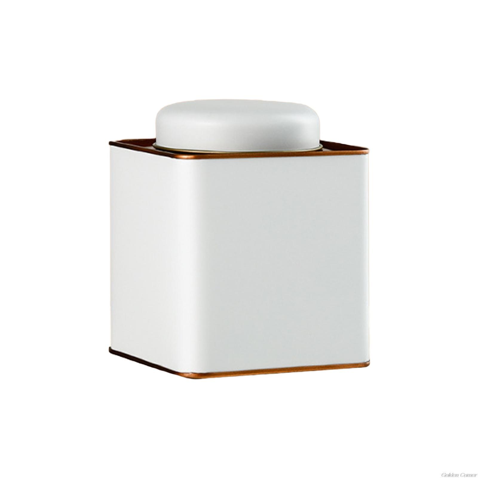 Metal Tinplate Box Square Tea Jar Container Green Tea Storage Box Cans for Food Coffee Herb Candy Chocolate Sugar Spices M21 22: -W01
