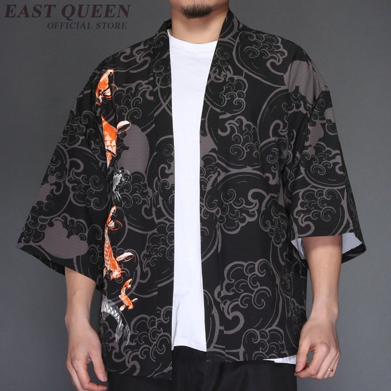 Kimono japonés para hombre, ropa tradicional china yukata, cárdigan FF817