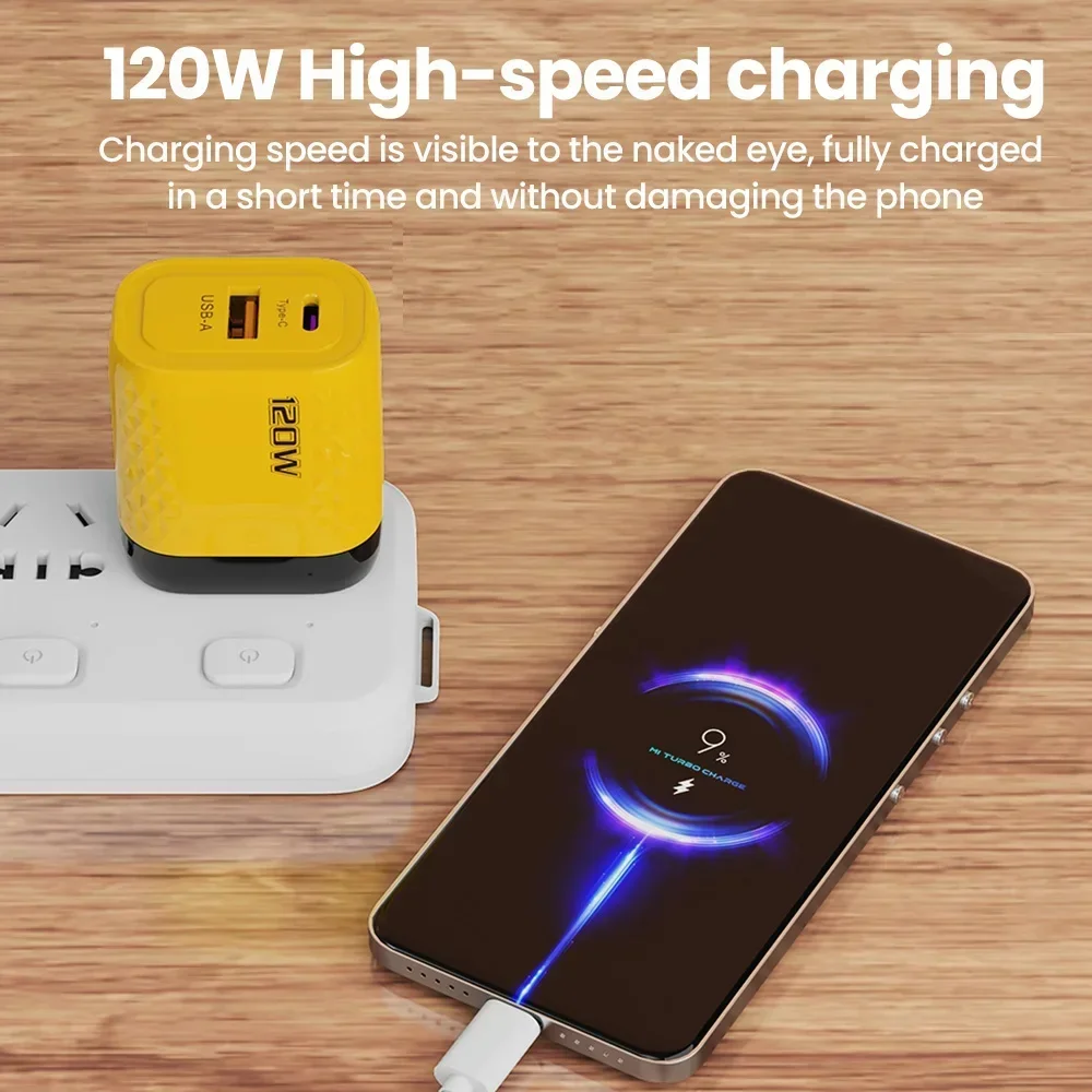 120W Charger Fast Quick Charging PD QC 3.0 USB Type C Charger Fast Charging EU/US/UK Plug Adapter For iphone 15 Samusng S23